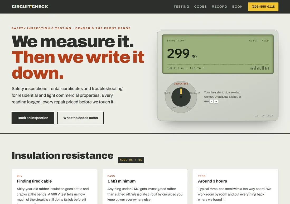 Circuit Check Testing & Inspection website, built by ProWebs