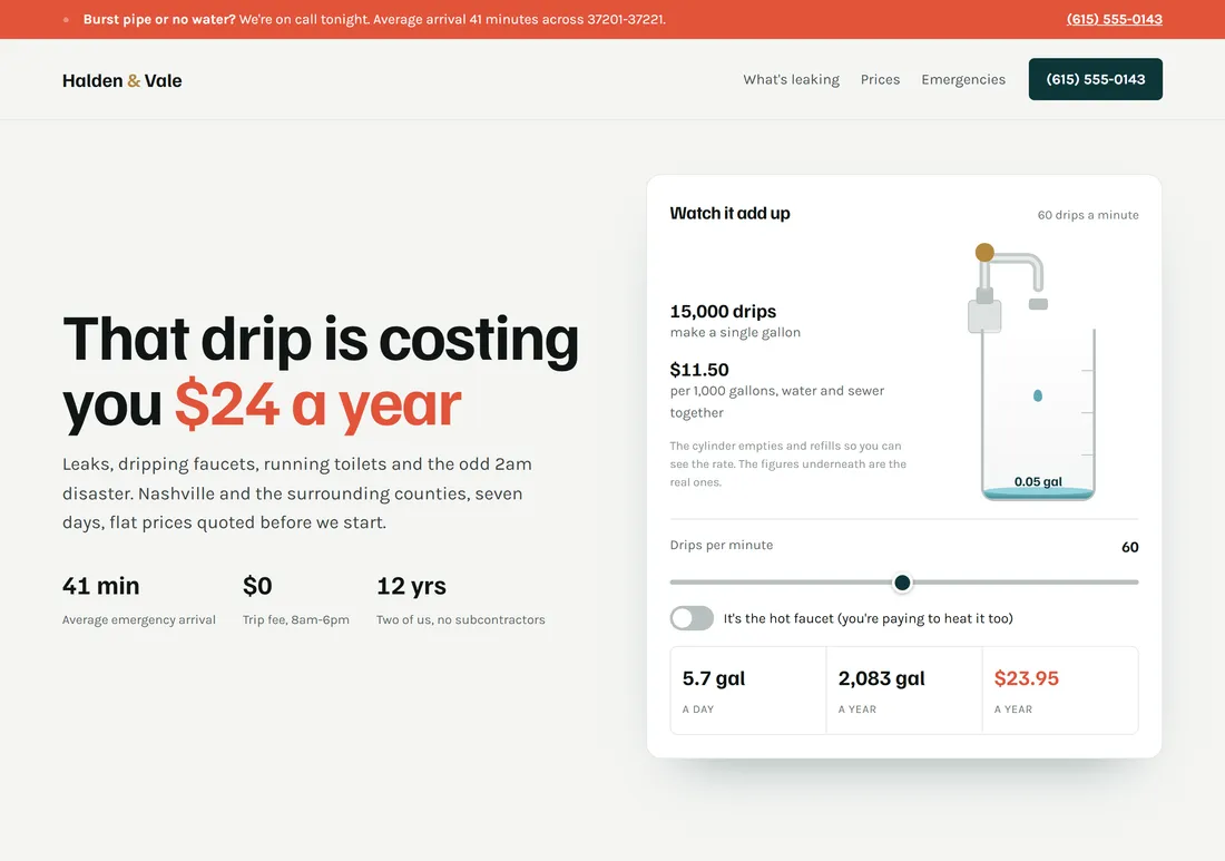 Halden & Vale website, built by ProWebs