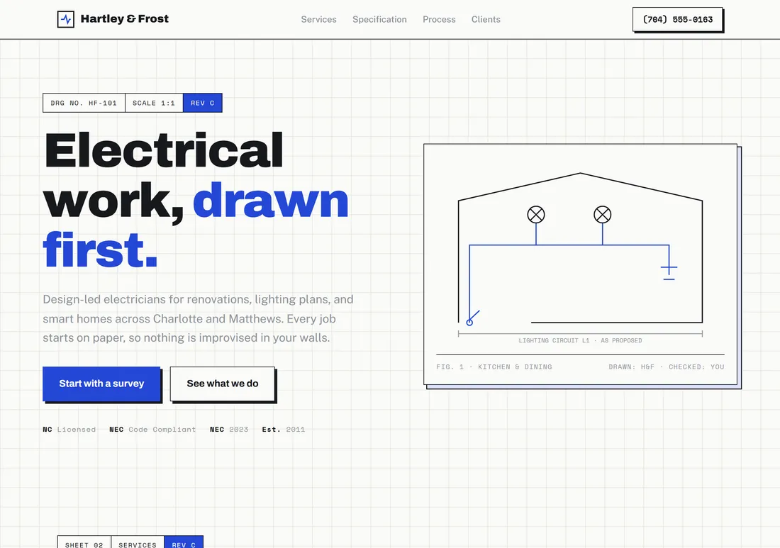 Hartley & Frost Electrical website, built by ProWebs