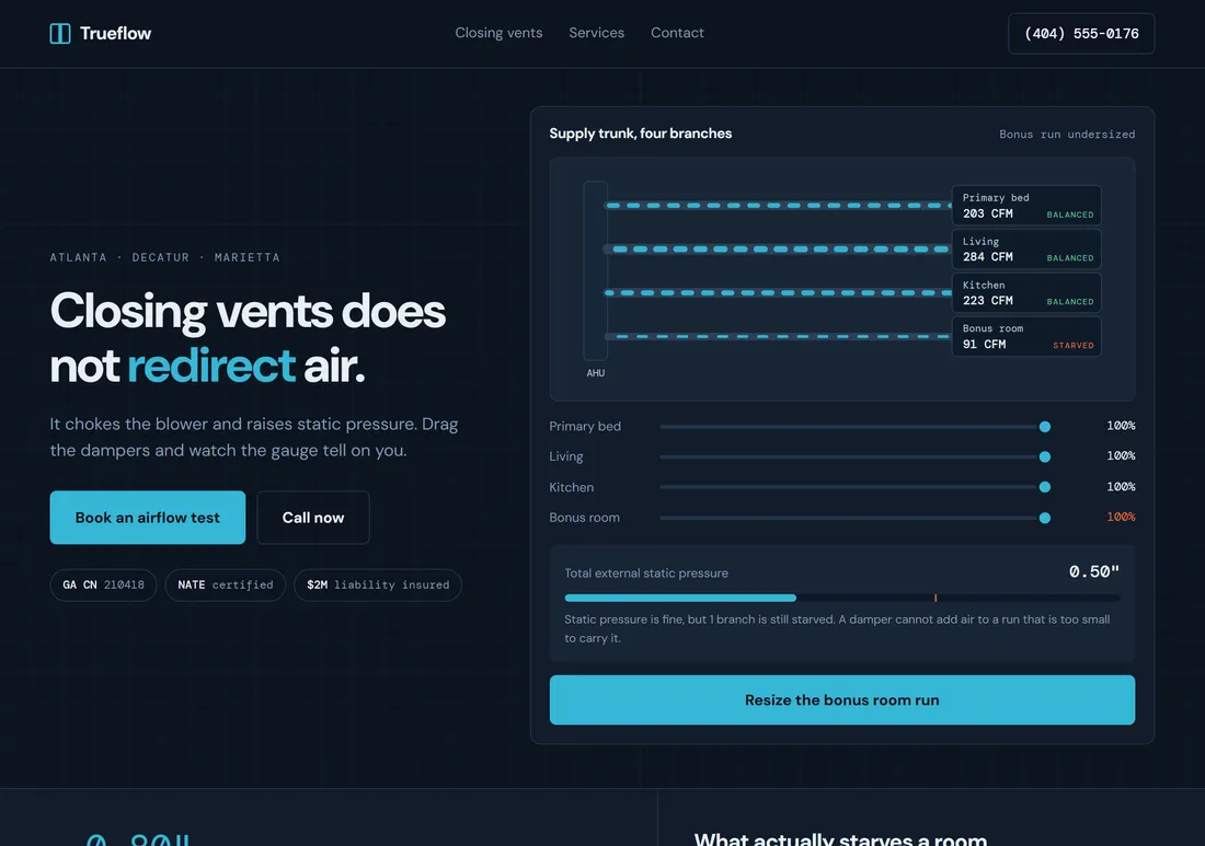 Trueflow Duct Co. website, built by ProWebs